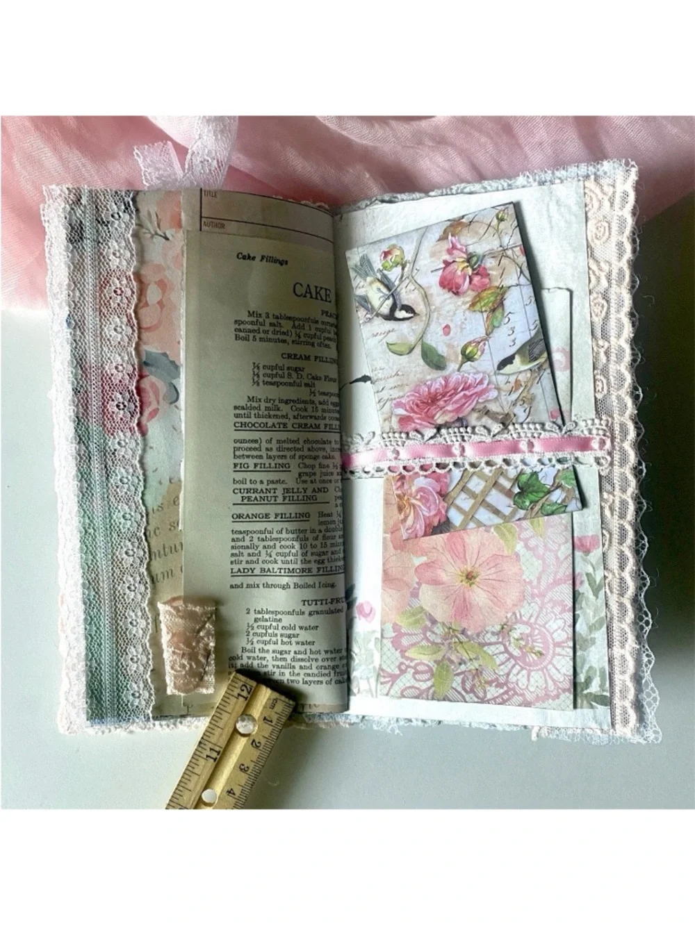 20pc Shabby Chic Handmade Junk Journal Making Kit Ephemera, Lace, Cards, Pockets